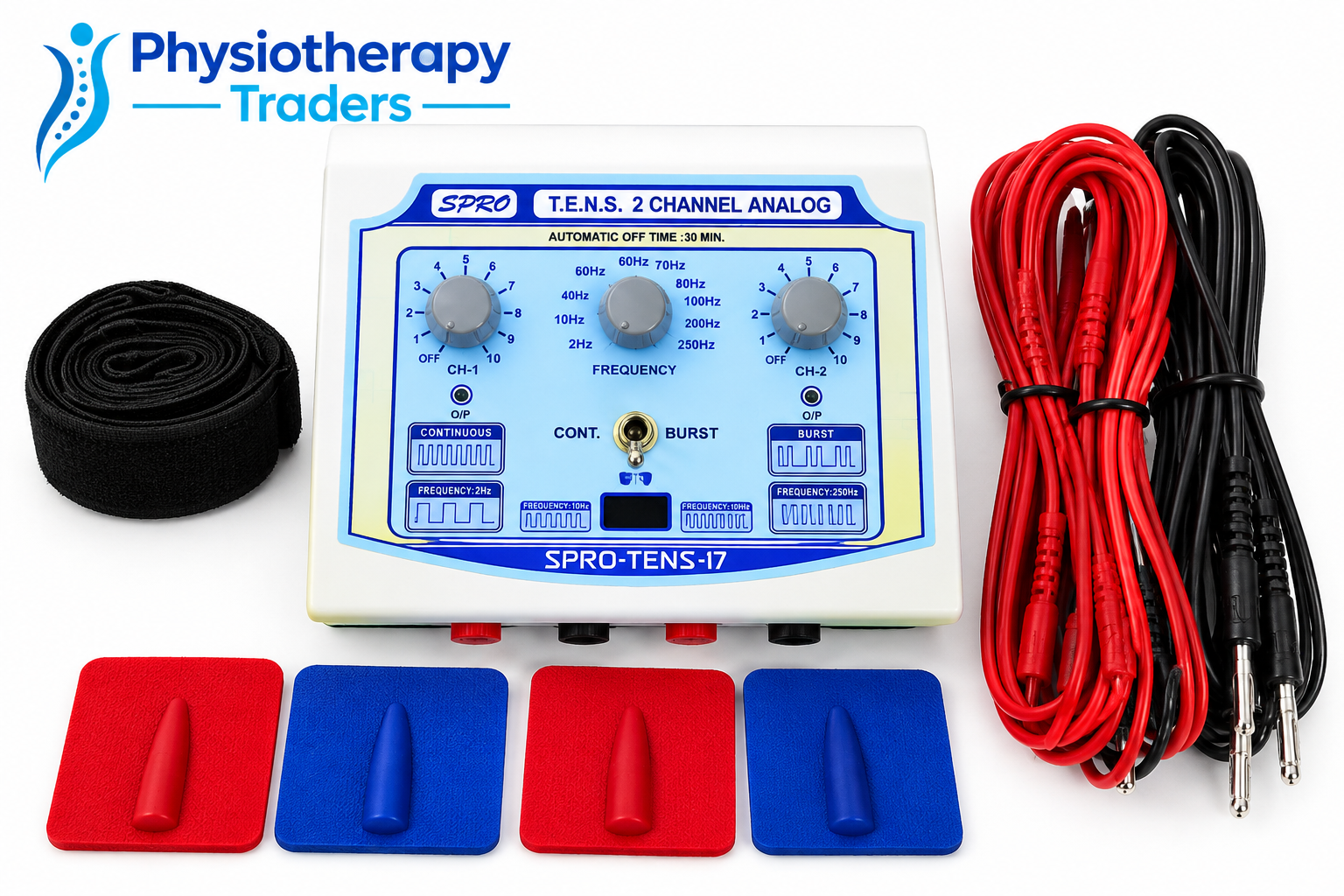 SPRO-TENS-17 Portable Physiotherapy TENS Unit with Continuous & Burst Modes